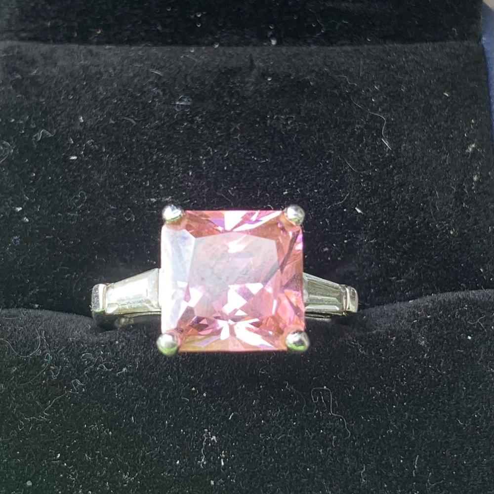 2 Carat Pink and White Cubic Zirconia Engagement ring Size 7